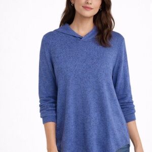 Ann Taylor LOFT blue heathered acrylic blend hooded pullover Blue sweatshirt